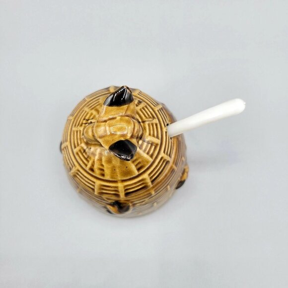 Beehive Honey Jar Spoon and Lid Jam Jelly Server Bees Vintage Korea - Picture 5 of 9